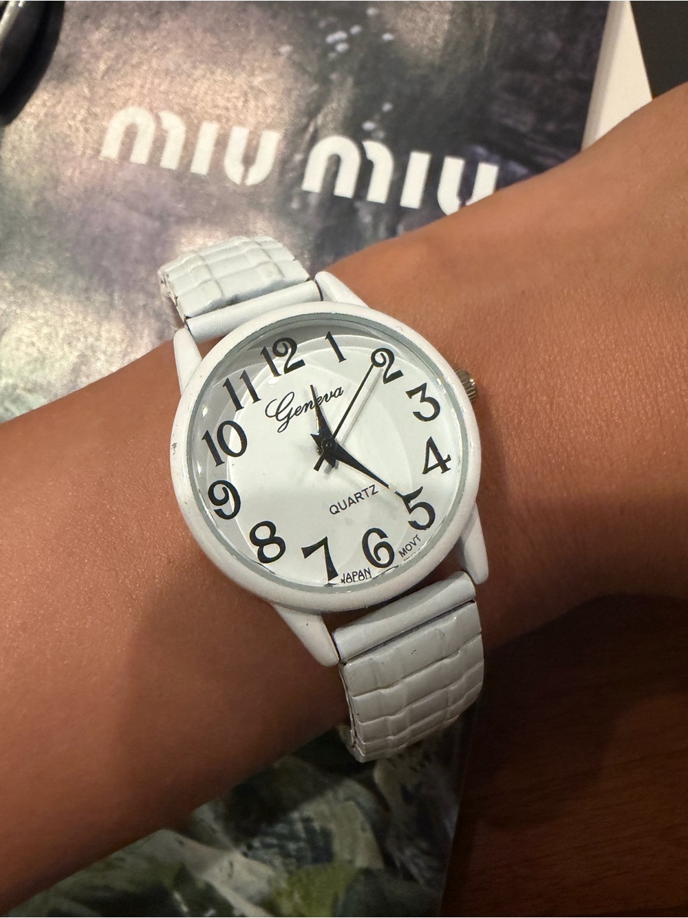 Geneva White Watch with Black Detailing
